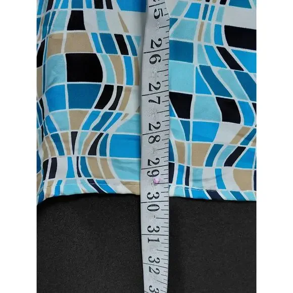 Notations Woman Blue Geometric Print Sleeve Blouse Size 1X-See Measurements - Picture 9 of 9
